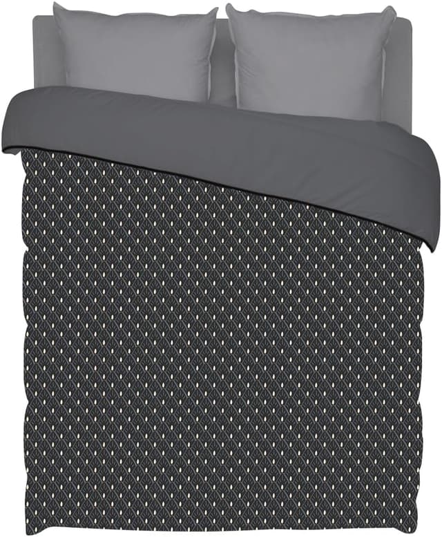 Detalle de Couette chaude imprimée 2 personnes Bleu Câlin Hermance (Gris) 220 x 240 cm, polyester