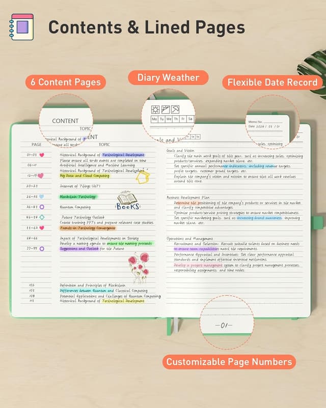 Detalle 2 de Smarpau Thick A4 Lined Notebook (320 pages) – 100gsm no-bleed paper, leather-style hardcover, green