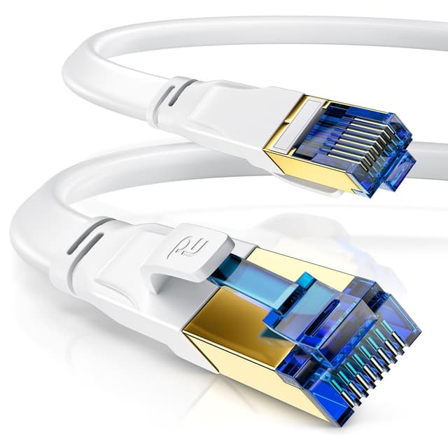 Detalle de CSL CAT 8.1 Netzwerkkabel (3 m) flach & dünn, 40-Gigabit RJ45 (weiß)