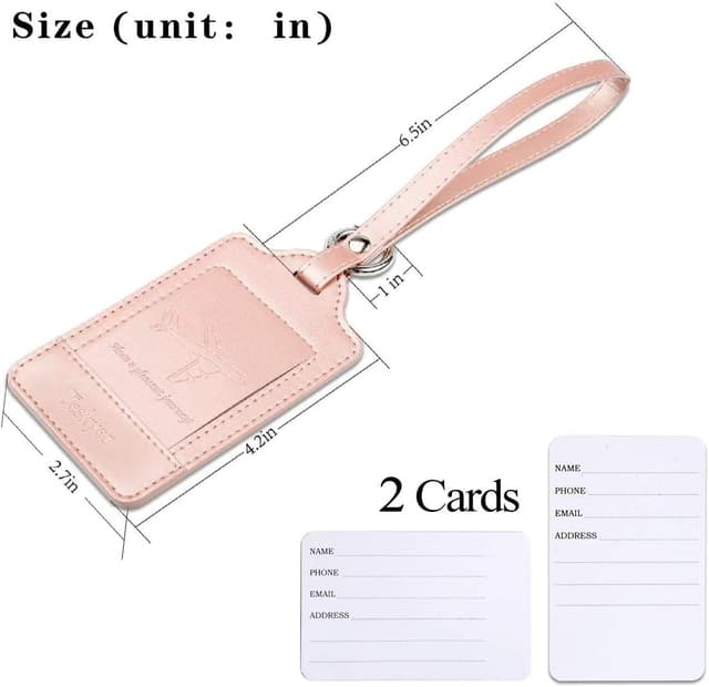 Detalle 2 de Teskyer 3 Pack PU Leather Luggage Tags with Name ID Card (noticed, durable travel accessories)