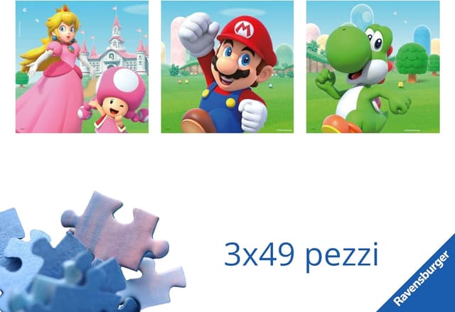 Detalle de Ravensburger Super Mario – Confezioni da 3 puzzle da 49 pezzi (bambini 5 anni+)