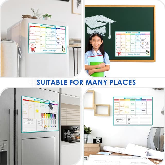 Thumbnail 6 de KTRIO A3 Magnetic Monthly Planner Whiteboard for Fridge Calendar & Chore Charts