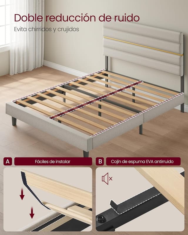 Thumbnail 5 de VASAGLE RMB505LH01 160 x 200 cm cabecero acolchado