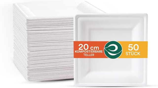 Detalle de ECO SOUL 20 cm quadratische Teller Bagasse 50 Stk