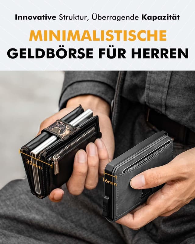 Detalle de MYSHION Geldbörse Herren Slim mit 12 Karten