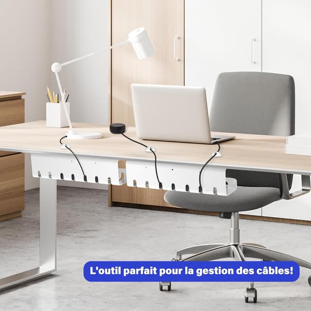 Thumbnail 6 de HOMMAND Chemins de câbles sous le bureau (lot de 2) : gestion et rangement des câbles