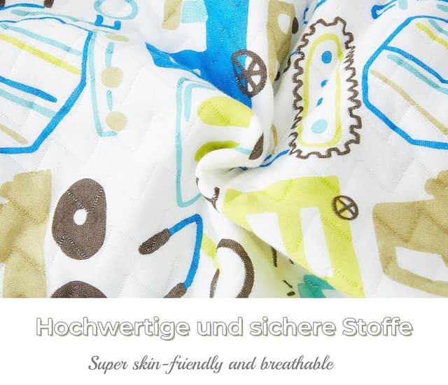 Detalle de Chilsuessy Baby Schlafsack mit Füßen 1 Tog (Cartoon), unwattiert aus Baumwolle – 80 cm für 90–100 cm Körperhöhe