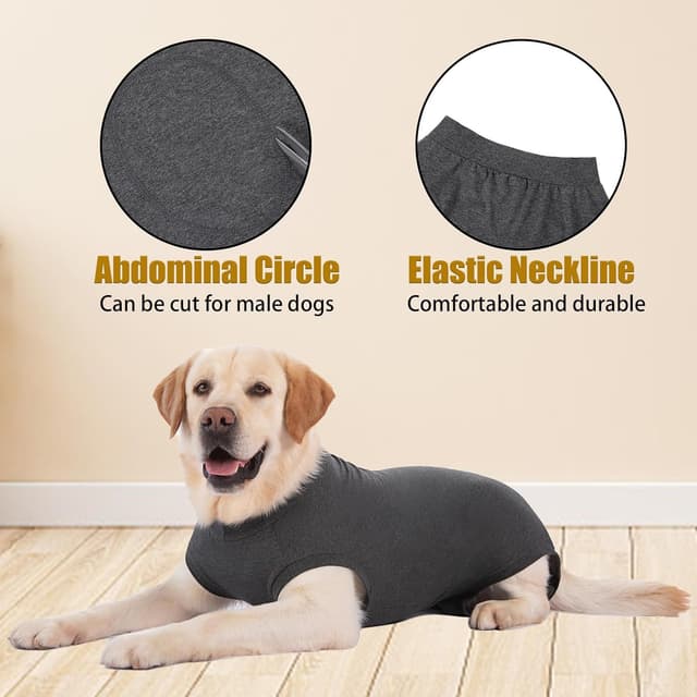 Detalle de Axcimond Dog Surgery Recovery Suit (Medical Pet Shirt) – post-op alternative to a cone, for female & male dogs