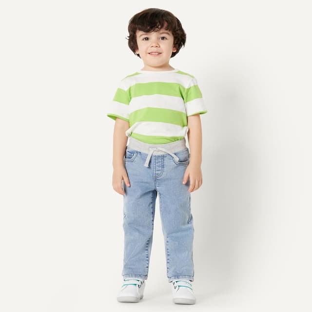 Detalle de Amazon Essentials Unisex Baby Stretch-Jeans zum Hineinschlüpfen (Regular Fit) mit Pull-on