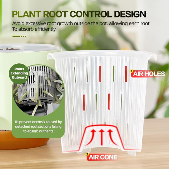 Detalle de QCQHDU 2 Pack Orchid Pots (5.8in) with Self-Watering Reservoir – Clear Plastic, Leak-Resistant Design