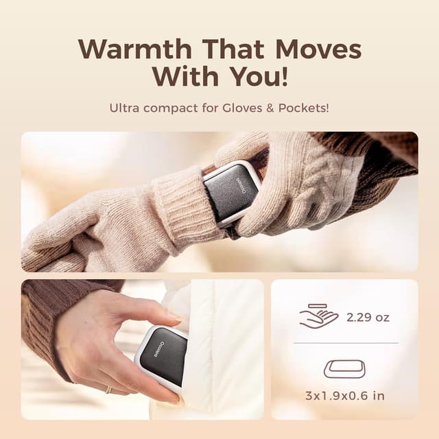 Detalle 2 de OCOOPA Magnetic Hand Warmers Rechargeable UT4 Young (2 Pack) – Ultra-thin electric hand warmers with 3 heat settings