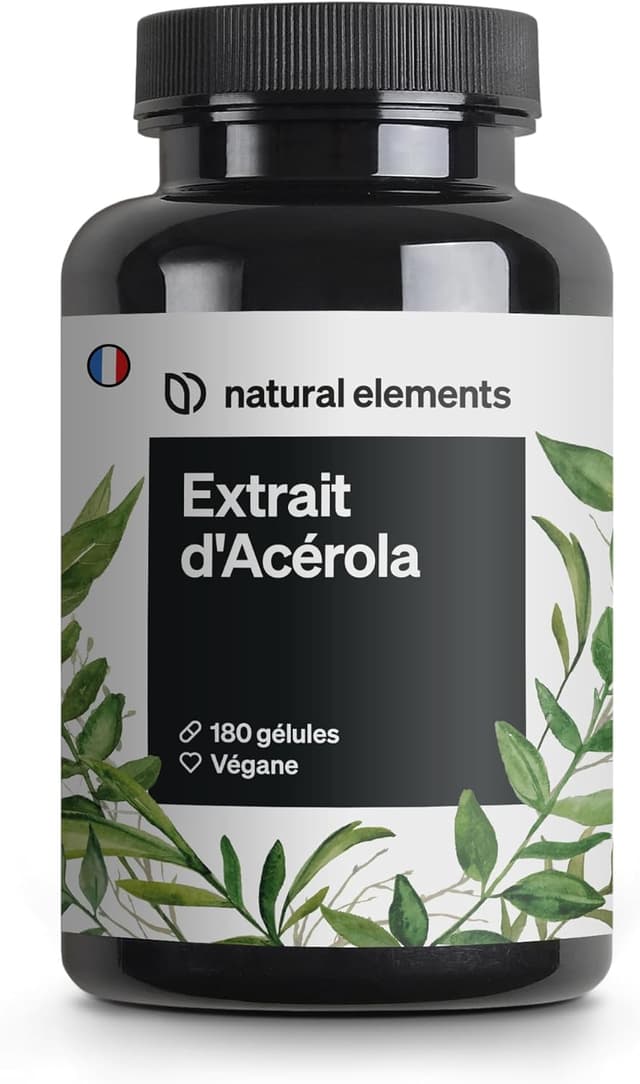 Detalle de Extrait d’Acérola avec vitamine C (165 mg) végane – 180 gélules pour 6 mois