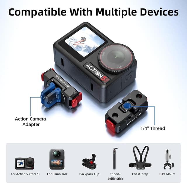 Detalle de BRDRC Action 5 Pro Magnetischer Schnellverschluss-Adapter für DJI Osmo Action 5 Pro/4/3/360