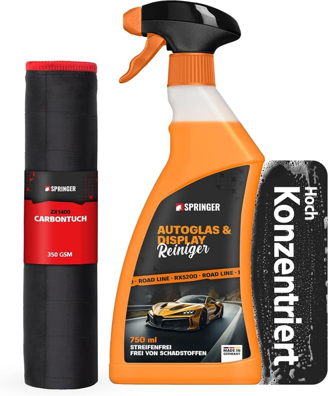 Detalle de SPRINGER RX5200 Autoglas- & Display-Reiniger 750 ml mit Tuch – streifenfrei für Scheiben