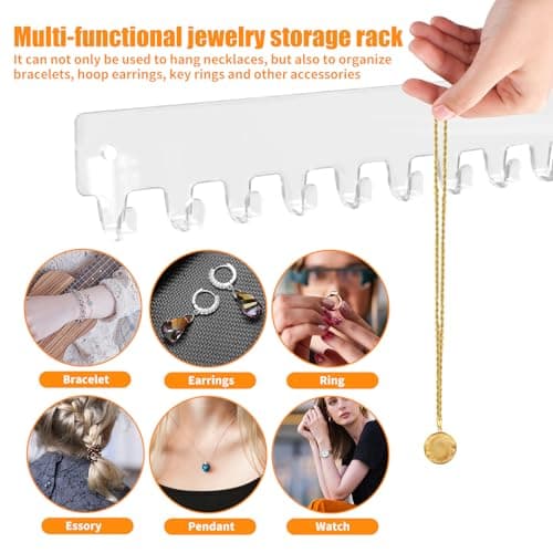Thumbnail 6 de Colgador de collares y joyas xyuayamz para pared con 12 ganchos (2 piezas) de acrílico transparente