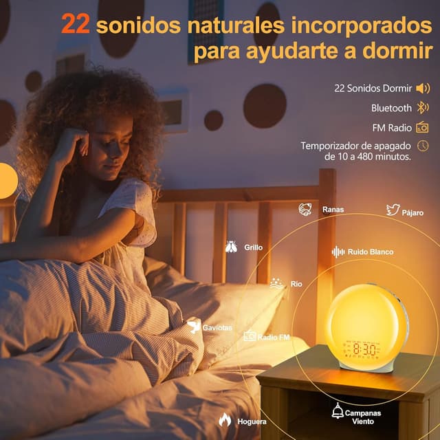 Thumbnail 2 de Despertador Luz Bluetooth Simulación Amanecer con 17 luces 🌅