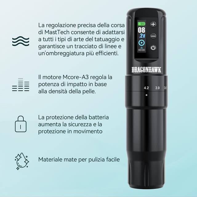 Detalle 2 de Dragonhawk Atom2 Pro kit tatuaggi 7 livelli