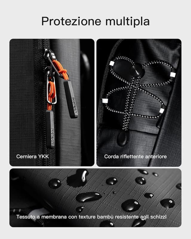 Detalle 2 de Inateck Sling Bag X-Row: zaino monospalla compatto e organizzato per uomo