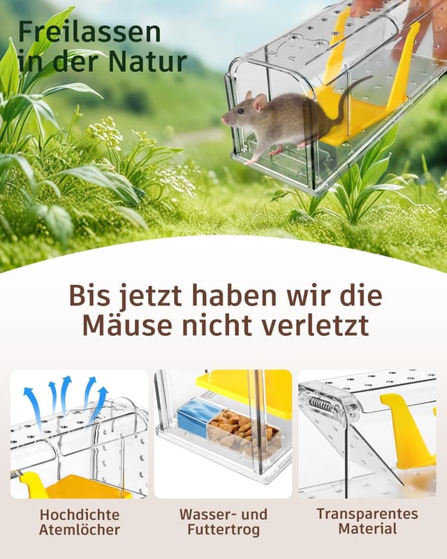 Thumbnail 2 de KENNEAS Mausefalle Lebend 4er Pack 7×7,2 cm 🐭