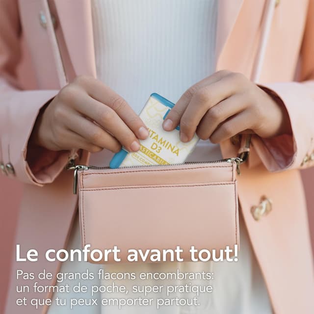 Detalle de Vitamine D3 2000 UI PiùLife (2 par jour) – Comprimés à croquer sans sucre – 600 mini-comprimés