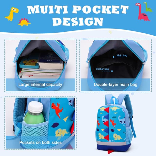 Detalle de Aucuu sac à dos enfant maternelle dinosaure – léger et imperméable pour école, sorties et voyage