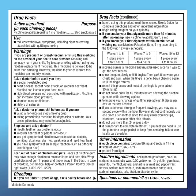 Detalle 1 de Nicotine gum 4 mg Ice Mint, 20 count