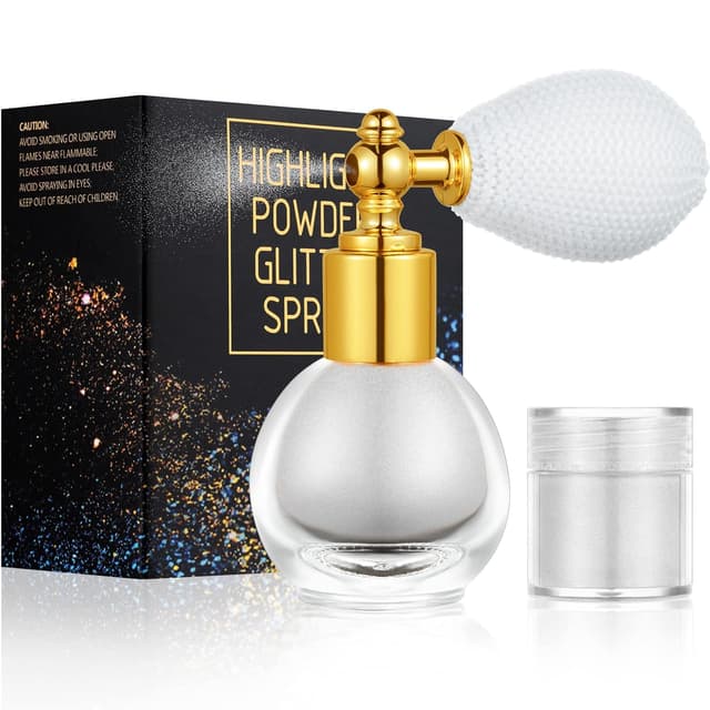 Detalle de AOOWU Glitzer Spray (Silber) – Glitterspray für Face & Body für Party, Rave und Bühne