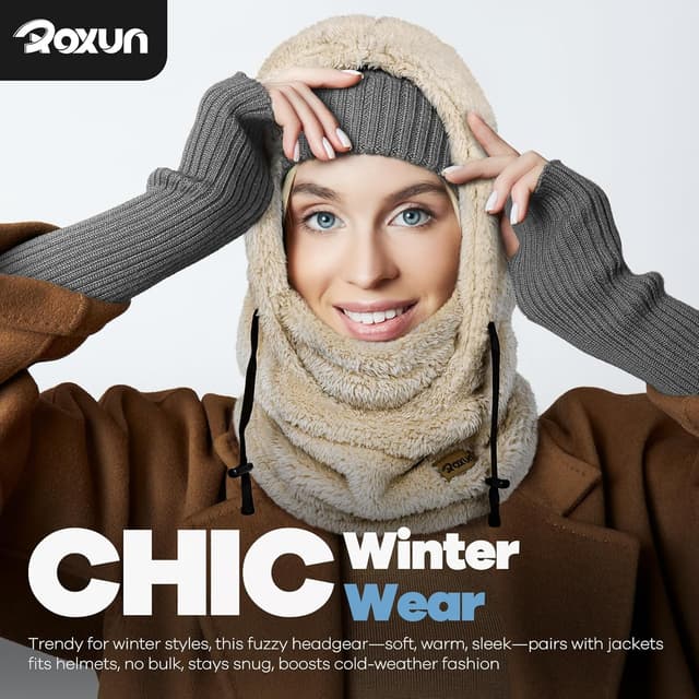 Detalle 2 de ROXUN Ski Mask Fleece Balaclava Windproof Neck Cover 🧣
