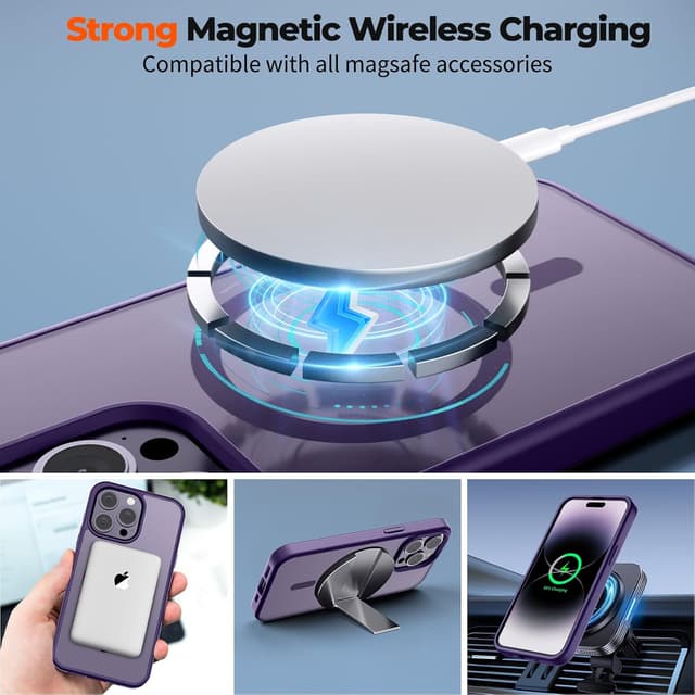 Detalle de zapica Magnetic Case for iPhone 14 Pro (MagSafe Compatible) — Dark Purple Translucent Matte Protection