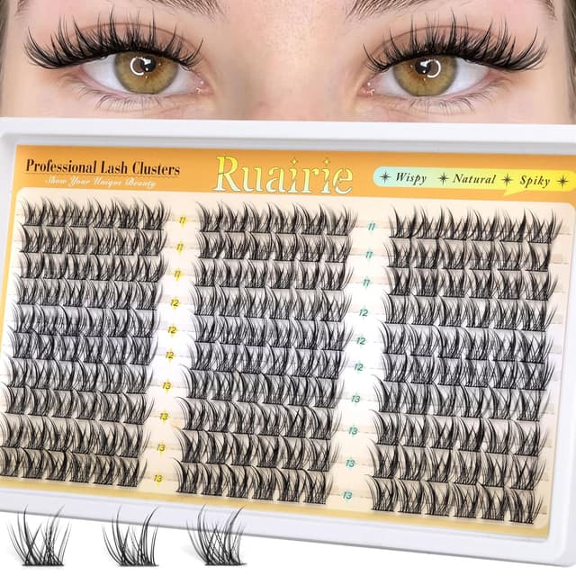Detalle de Ruairie Manga Lash Clusters Wispy Eyelash Clusters (Natural C-Curl), 11–13mm, 180pcs for DIY Lash Extensions