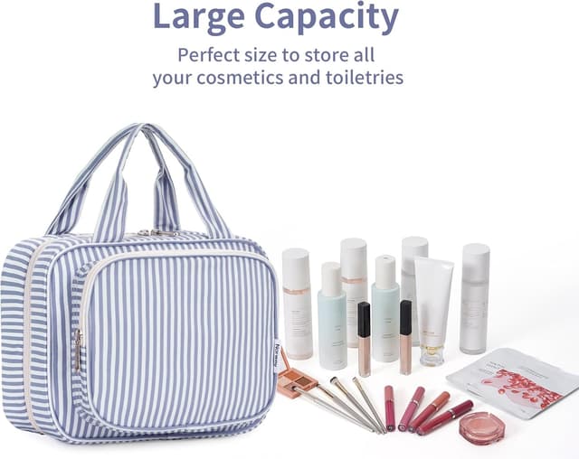 Detalle 2 de Narwey Hanging Travel Toiletry Bag (Greyish Blue Stripe, Medium)