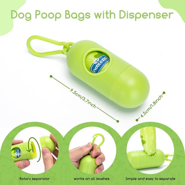 Detalle 2 de Sacs à crottes pour chien Nobleza (240 pièces) avec 1 distributeur, extra épais, étanches et inodores