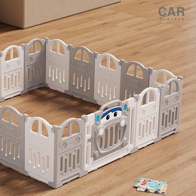 Detalle de UBRAVOO faltbarer Baby-Laufstall mit Mini-Basketballkorb und 50 Pit-Bällen – großes Indoor-Aktivitätszentrum