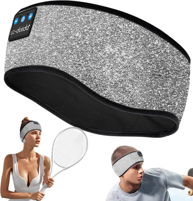 Detalle de LC-dolida Bluetooth 5.4 Sleep Headband Headphones with Ultra-Thin Stereo Speakers