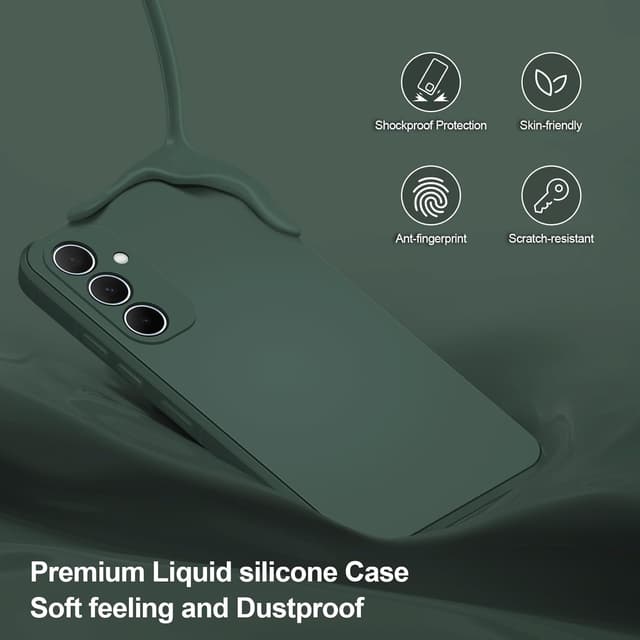 Detalle de Btstring Silikonhülle für Samsung Galaxy A35 – Ganzkörper-Case mit weichem Mikrofaserfutter (Grün)