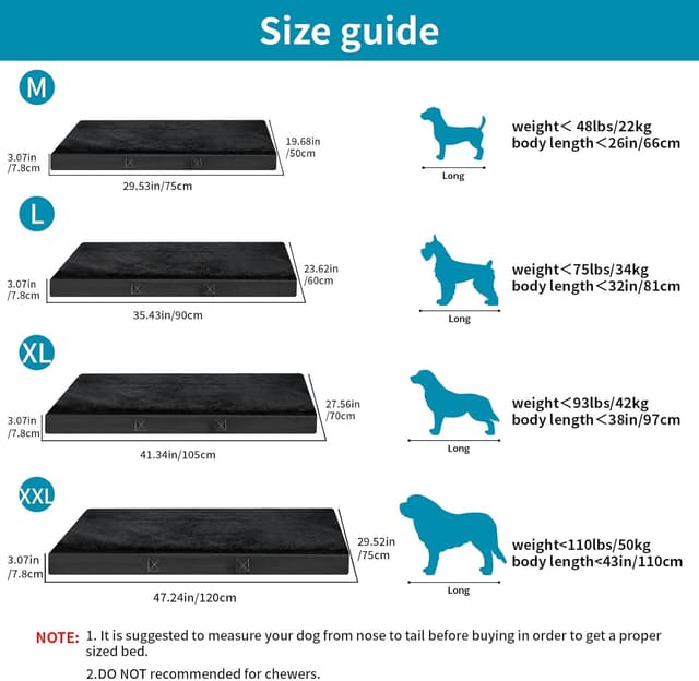 Detalle de Nepfaivy Dog Bed Extra Large (120×75×7.5cm) Waterproof Orthopedic Mattress with Removable Washable Plush Covers