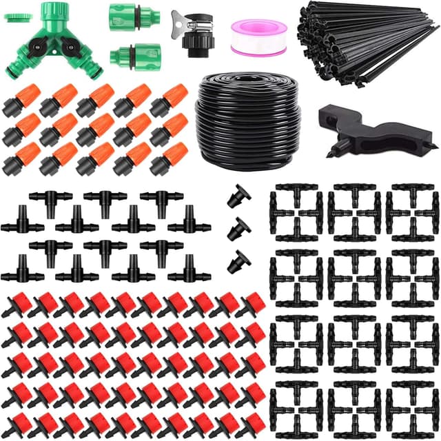 Detalle de 164FT/50M Irrigation System Kit Automatic Drip Irrigation with 202PCS Tubing & Accessories
