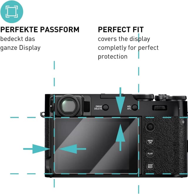 Detalle de smartect Schutzglas 3er-Set für Fujifilm X100VI/X100V/X-T4/X-E4 – HD Anti-Kratzer (0,3 mm, 9H) blasenfrei