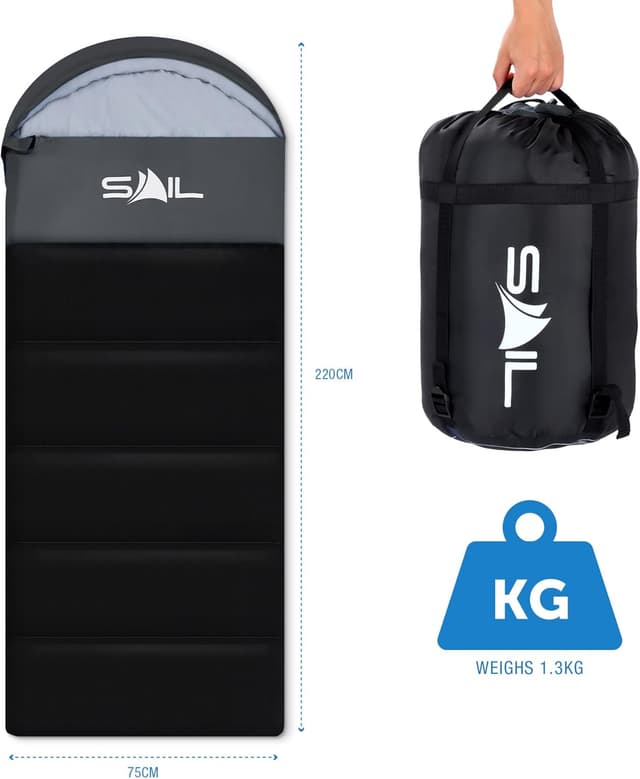 Thumbnail 6 de SAIL Sleeping Bag Waterproof 3–4 Season (1.3kg) for Kids & Adults – Indoor & Outdoor Camping