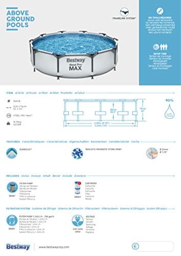 Thumbnail 12 de Piscina Pool Frame Bestway 56408 de PVC Ø305 x 76 cm