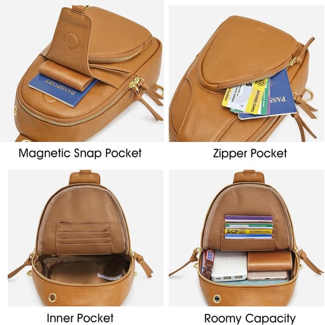 Detalle 2 de Kattee sac à bandoulière pour femme en cuir grainé avec blocage RFID