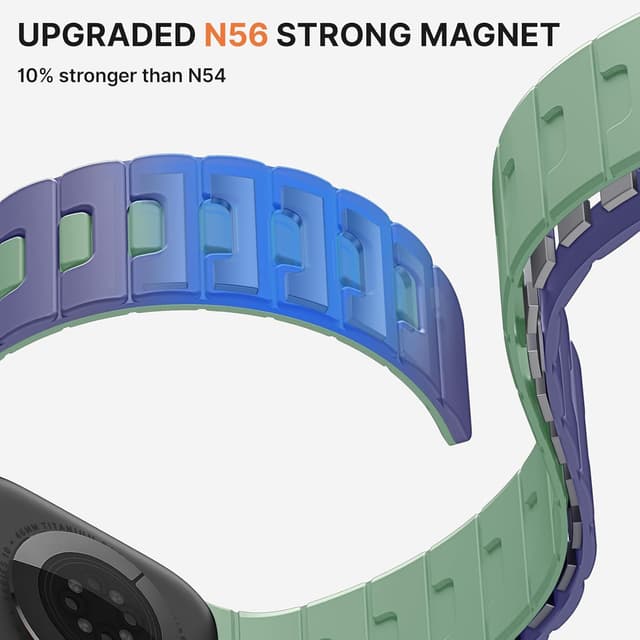 Detalle 2 de Bandletic Double Magnetic Strap for Apple Watch (Soft Reversible Silicone, N56 Magnet) – 38–49mm