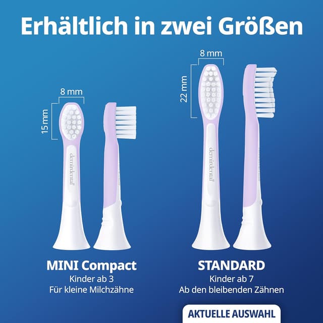 Detalle de demirdental Ersatzbürsten für Kids (ab 7 J.) passend für Philips Sonicare Kids, Lilac – 8er Set (entspricht HX6048)