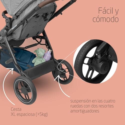 Detalle de Maxi-Cosi Zelia S Trio cochecito bebé 3 piezas (0-4 años, hasta 22 kg) con CabrioFix i-Size, plegable y reclinable en gris
