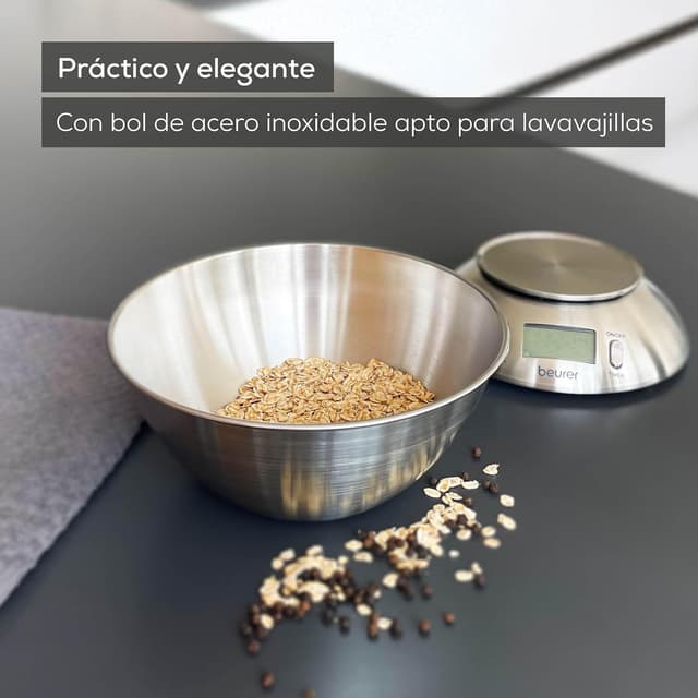 Detalle 2 de Beurer KS 54 Báscula de Cocina con Cuenco Inoxidable 🍽