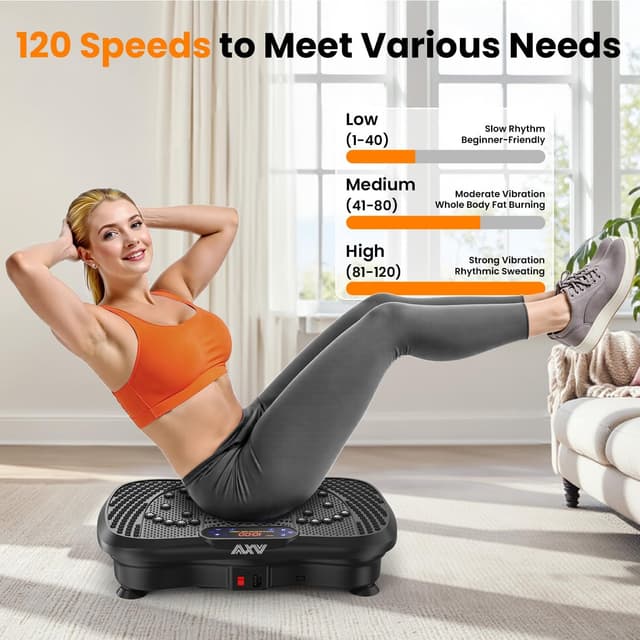 Detalle 1 de AXV Vibrating Exercise Plate for Full-Body Fitness (with Remote Control & Resistance Bands)