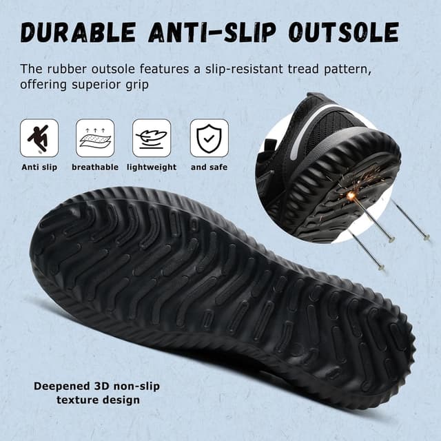 Detalle 2 de Burlbuny lightweight work shoes with steel toe cap for men and women