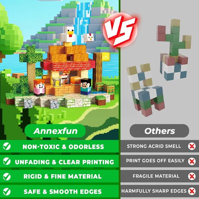 Detalle 2 de Annexfun 200PCS Magnetic Blocks with Light-Up Cubes (Magnetic Building Set)