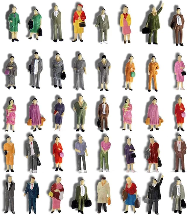 Detalle de VICDUEKG 40-teilige Modellfiguren für H0 (1:87) – stehende Miniatur-Personen aus ABS