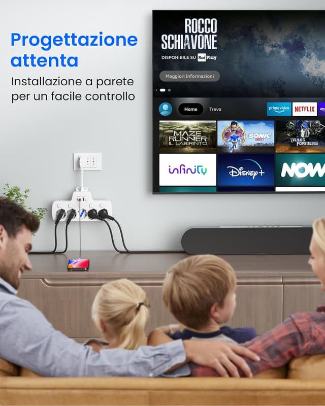 Thumbnail 6 de Multipresa elettrica ciabatta con USB C 5 posti